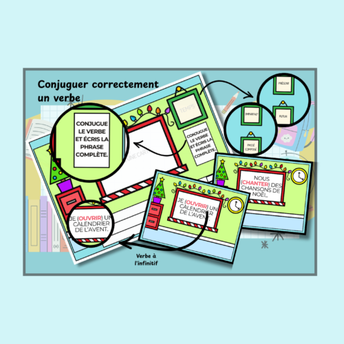 Atelier de conjugaison – Thème Hiver / Noël – CE1-CE2